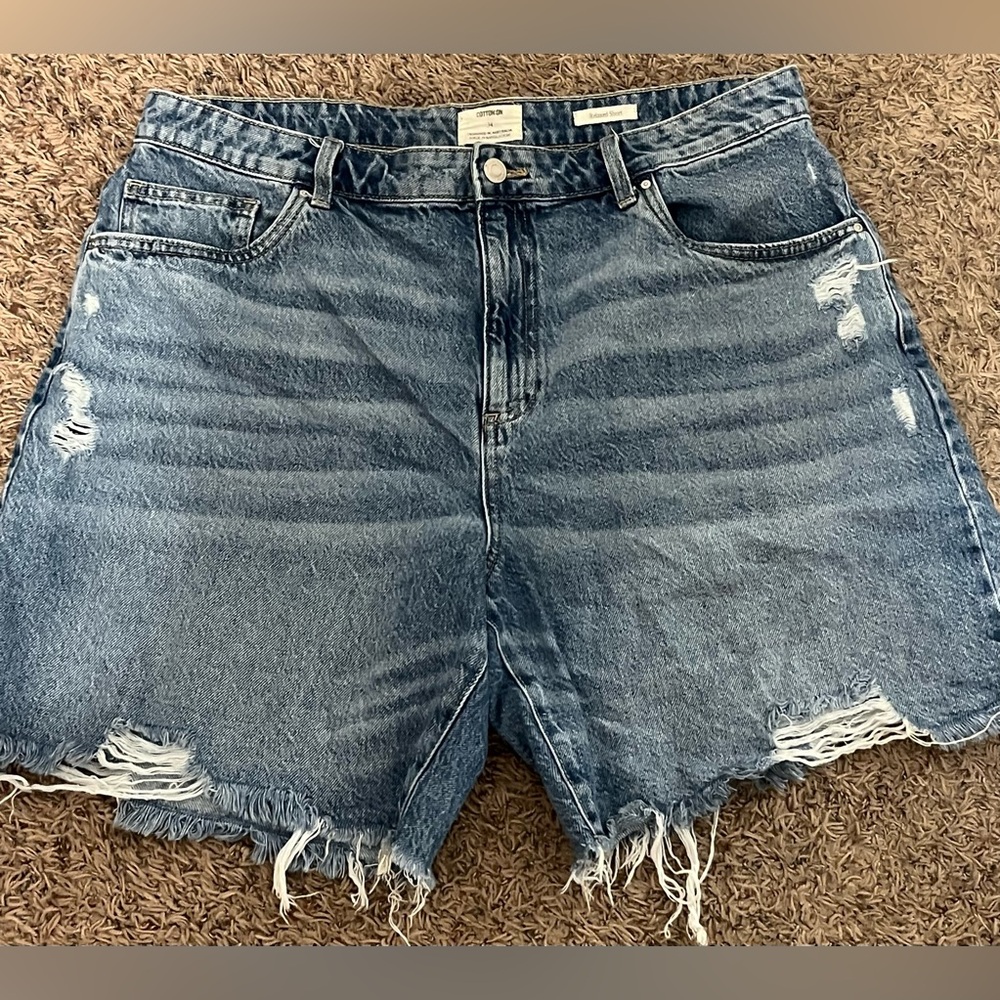 Cotton On Blue Distressed Denim Shorts